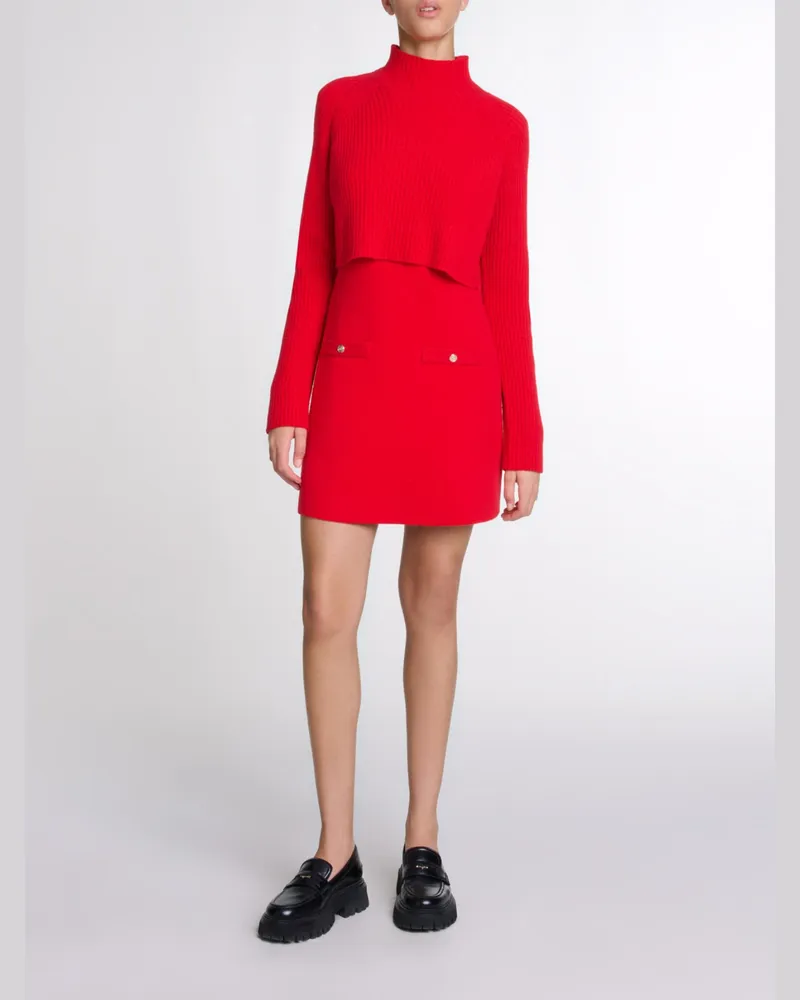 Maje Kurzes 2-in-1 Strickkleid - Rot Rot