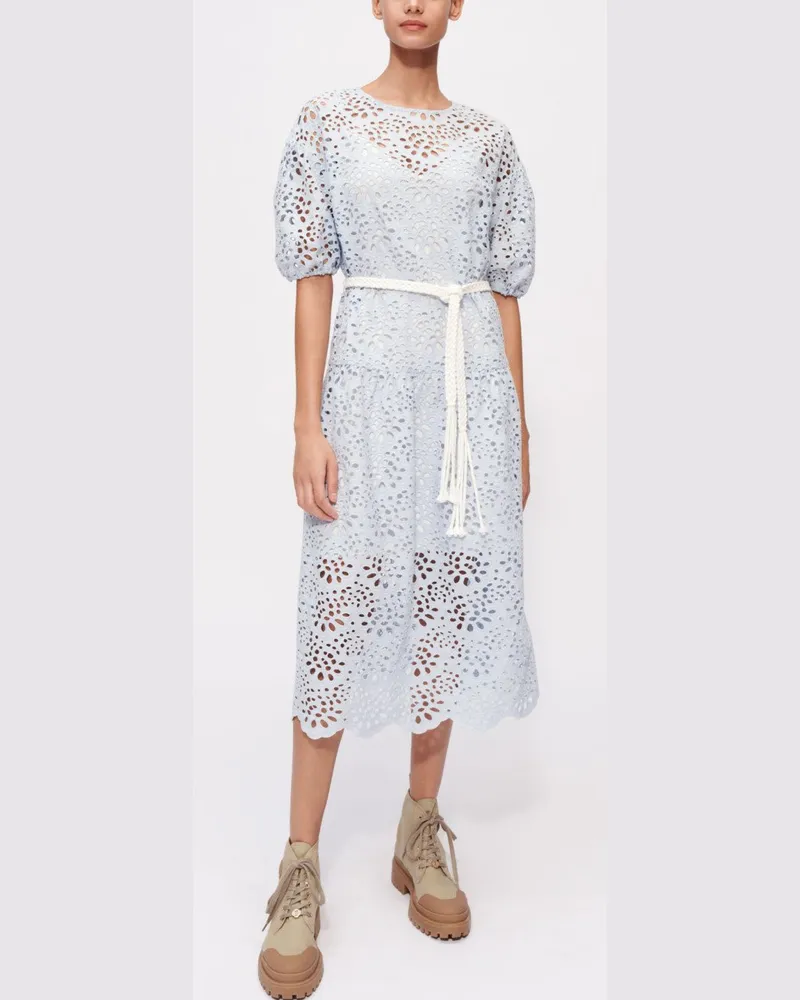 Maje Kleid Aus Rückenfreier Guipure-spitze - Blau - Auswahl Zeremonie Himmelblau