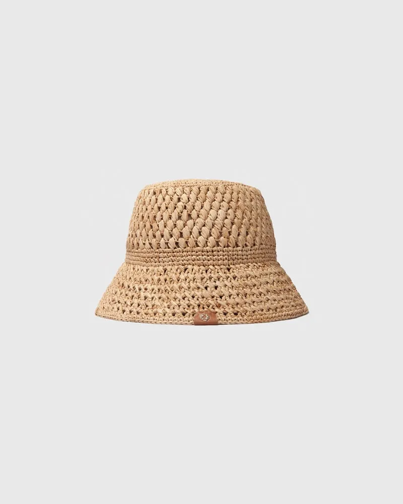 Maje Bob-hut Aus Bast In Häkeloptik - Beige Beige