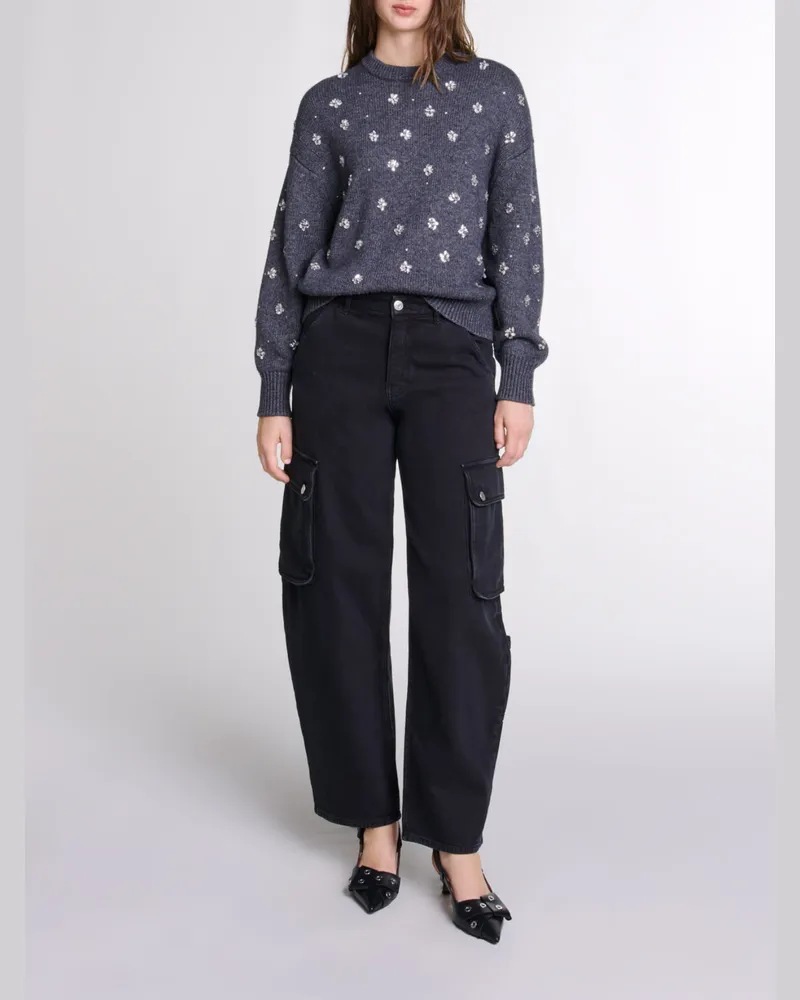 Maje Strickpullover Mit Strass - Festliche Kleidung - Anthrazit Anthrazit