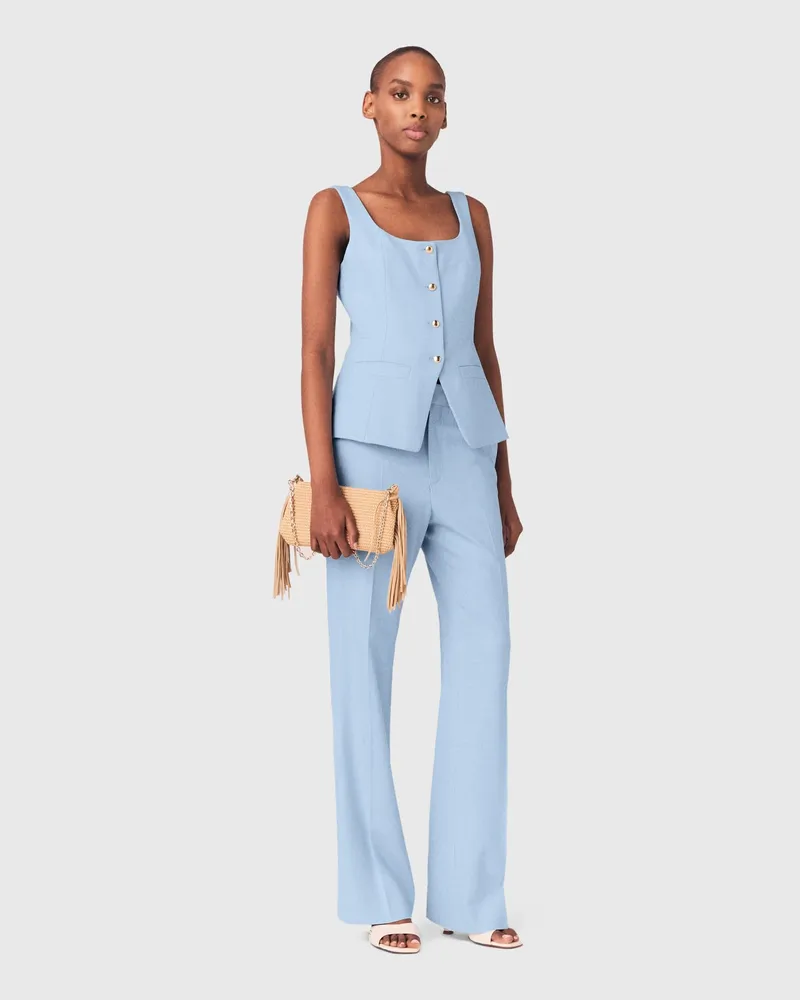 Maje Anzughose Mit Falten - Blau Himmelblau