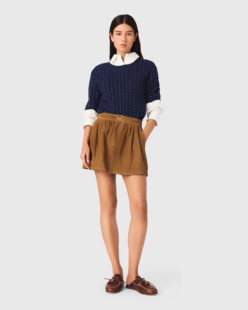 Maje Kurzer Rock Aus Wildleder - Kamel Kamel