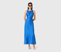 Rückenfreies Leinenmix-midikleid - Blau