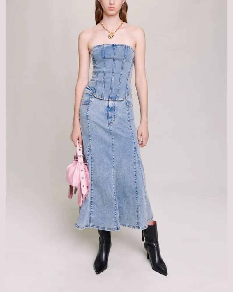 Maje Jeans-bustier - Blau Blau