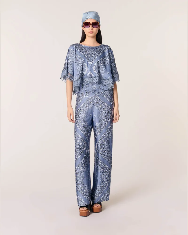 Maje Fließendes Top Mit Print - Bleu Bandana Print Bleu