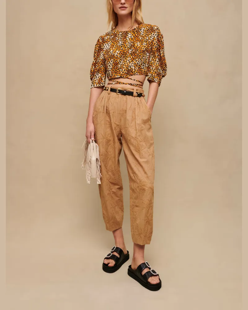 Maje Kurzes Top Mit Leopardenmuster - Beige Leopard