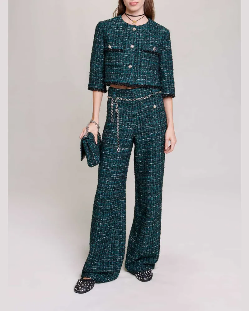 Maje Weite Tweed-hose - Flaschengrün Flaschengrün