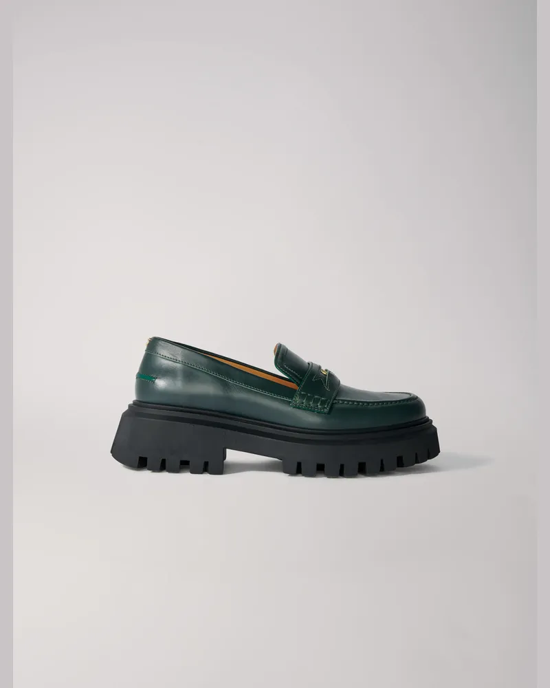 Maje Mokassins Aus Leder Mit Plateau - Flaschengrün Flaschengrün