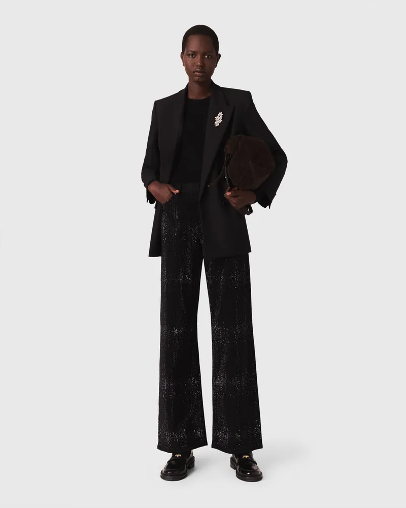 Maje Weite Jeans Mit Strass - Schwarz Schwarz