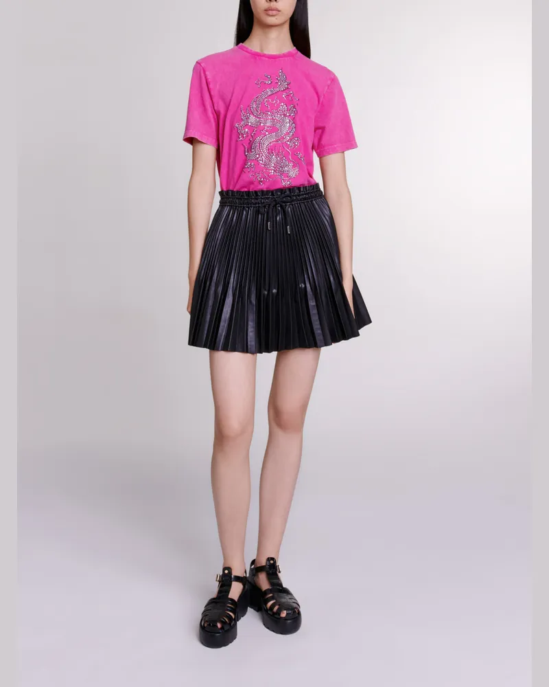 Maje T-Shirt Mit Strass - Rosa Fuchsia Rosa