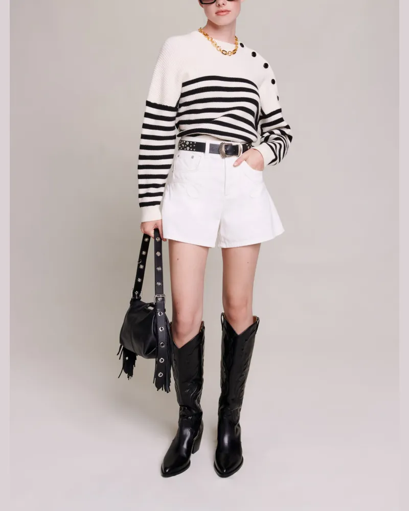 Maje Bestickte Jeansshorts - Weiß Weiß