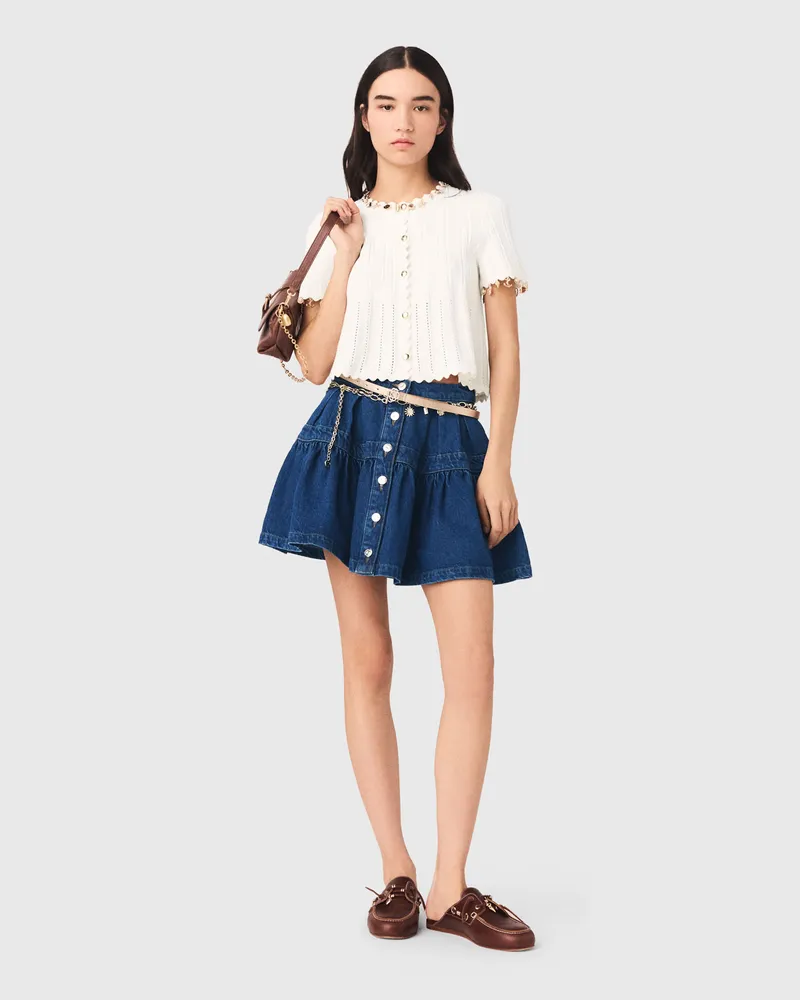 Maje Cardigan Mit Goldschmuck Weiß