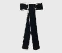 Haarspange Samtschleife Mit Strass - Schwarz