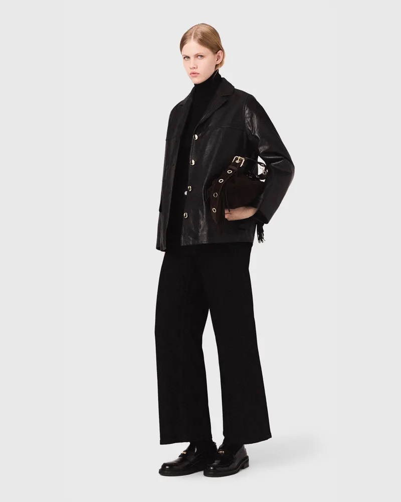 Maje Gesteppte Lederjacke - Schwarz Schwarz