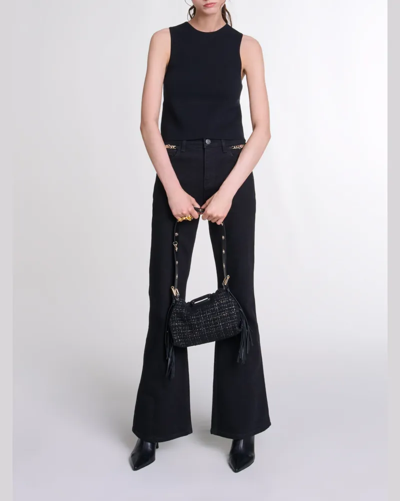 Maje Kurzes Strick-top - Schwarz Schwarz