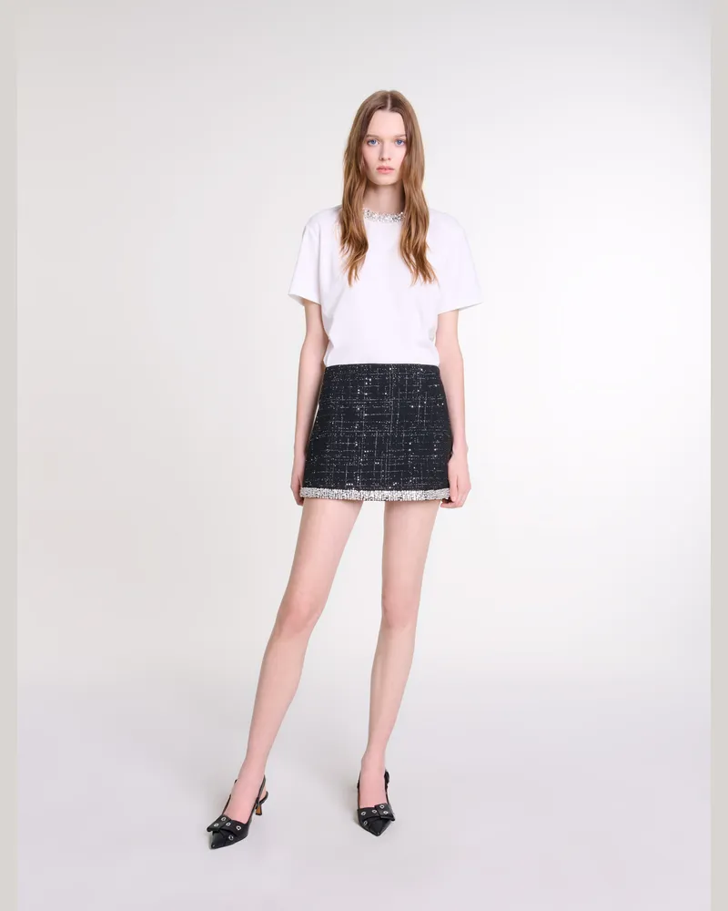 Maje Shorts-rock Mit Pailletten - Kleid mit Pailletten - Schwarz Schwarz