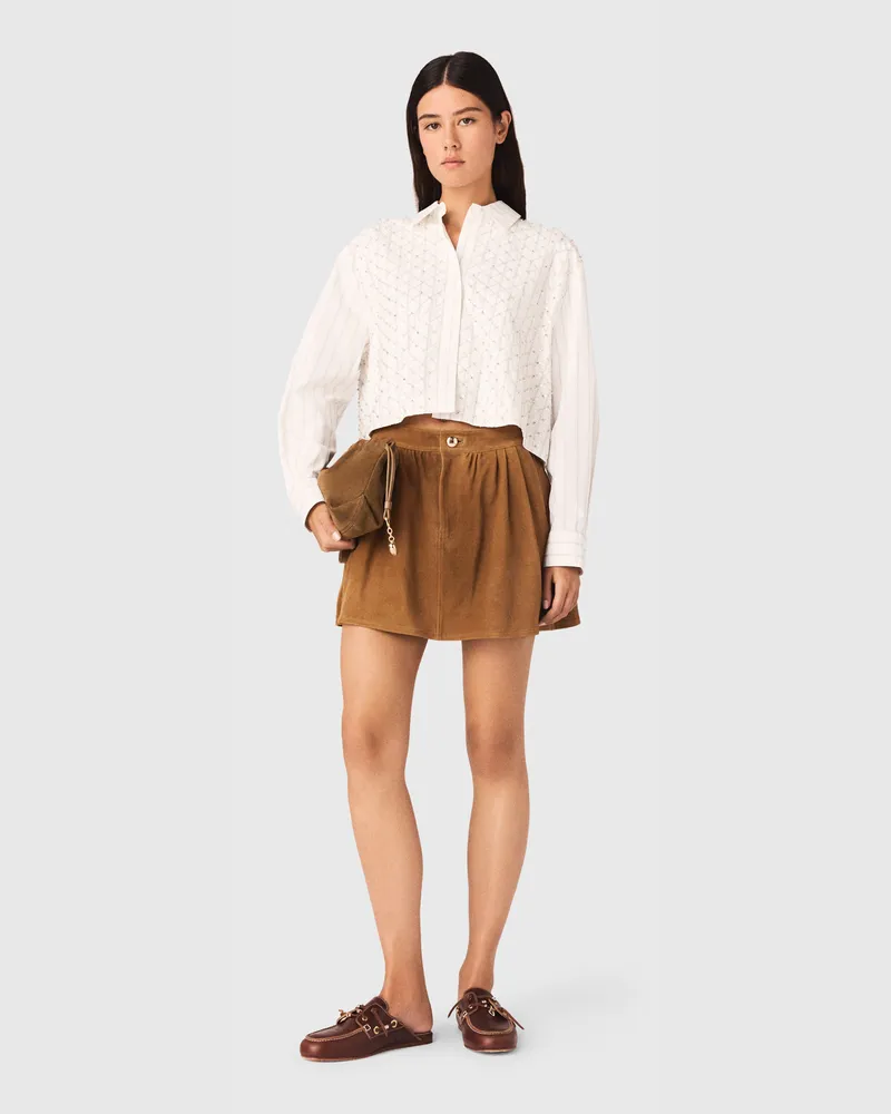 Maje Kurzes Hemd Mit Perlenstickerei - Weiß Weiß