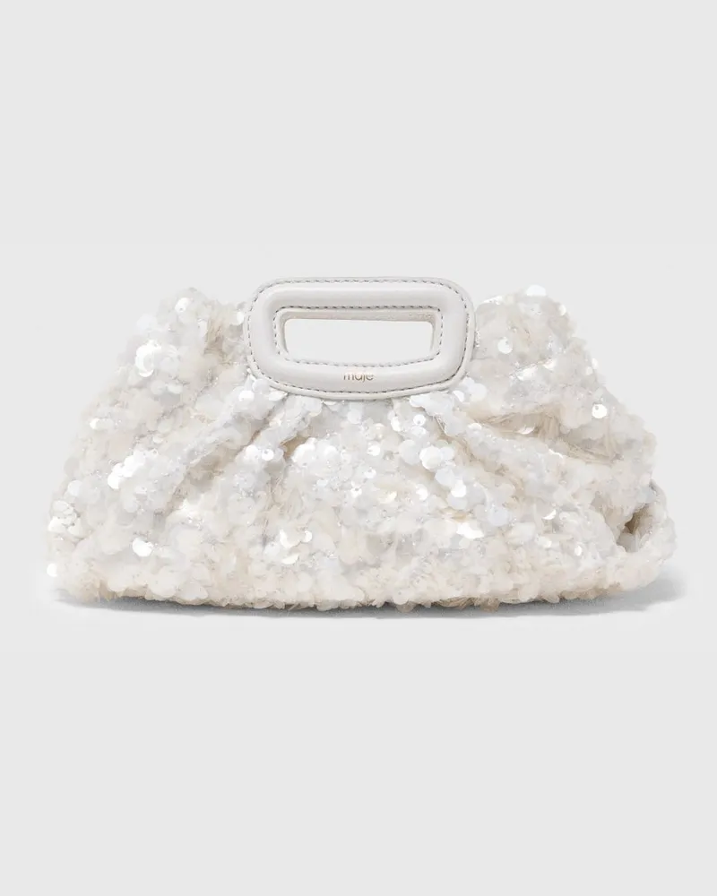 Maje Milpli Mini-clutch Aus Pailletten - Weiß Weiß