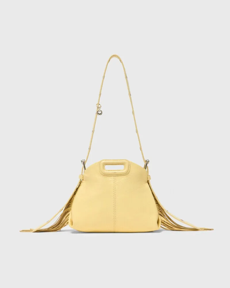 Maje Tasche Miss M Mini, Craquelé Matt - Gelb Blassgelb