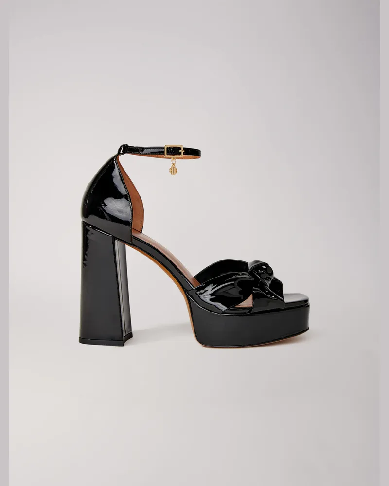 Maje Plateau-sandalen Aus Leder - Schwarz Schwarz