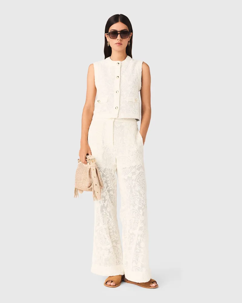 Maje Jacke Aus Guipure-spitze - Ecru Ecru