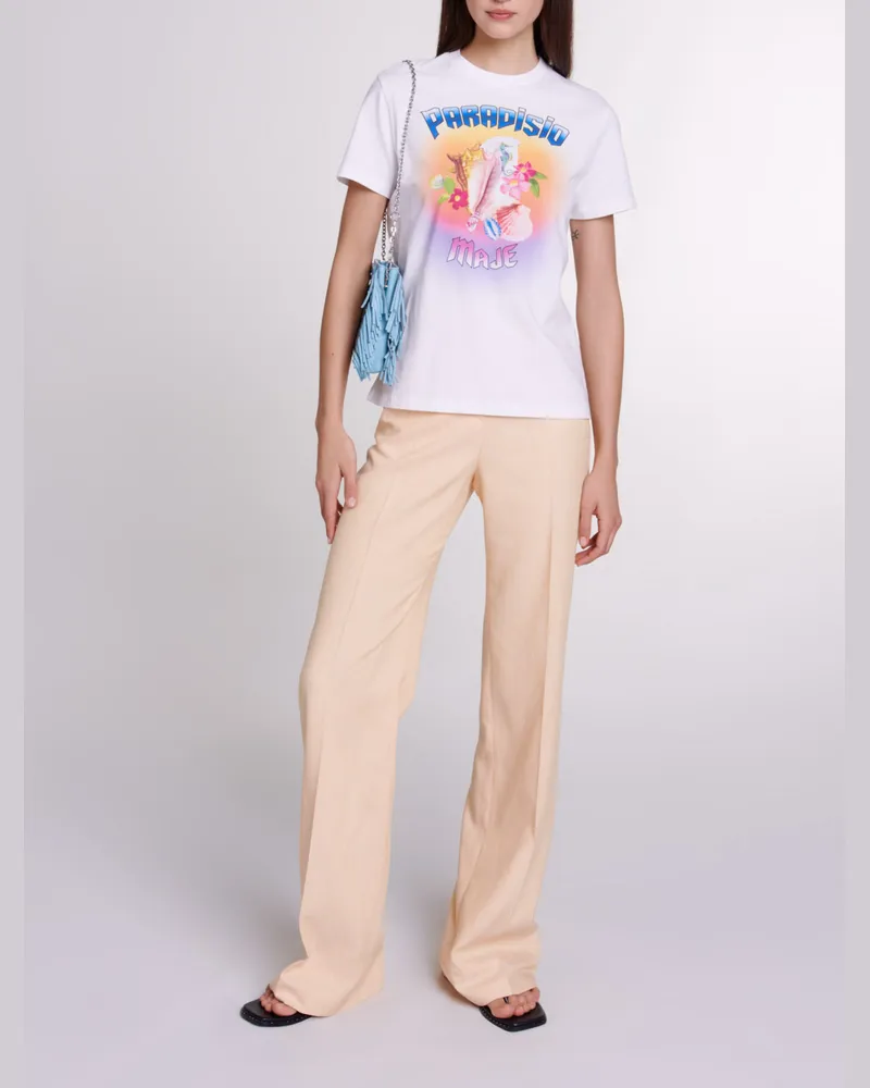 Maje T-Shirt Mit Paradisio-aufdruck - Ecru Ecru