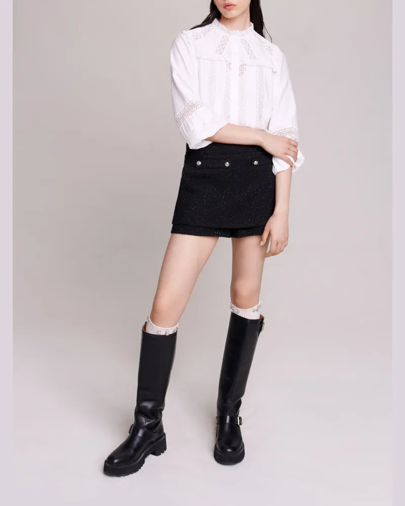 Maje Tweed-shorts - Schwarz Schwarz