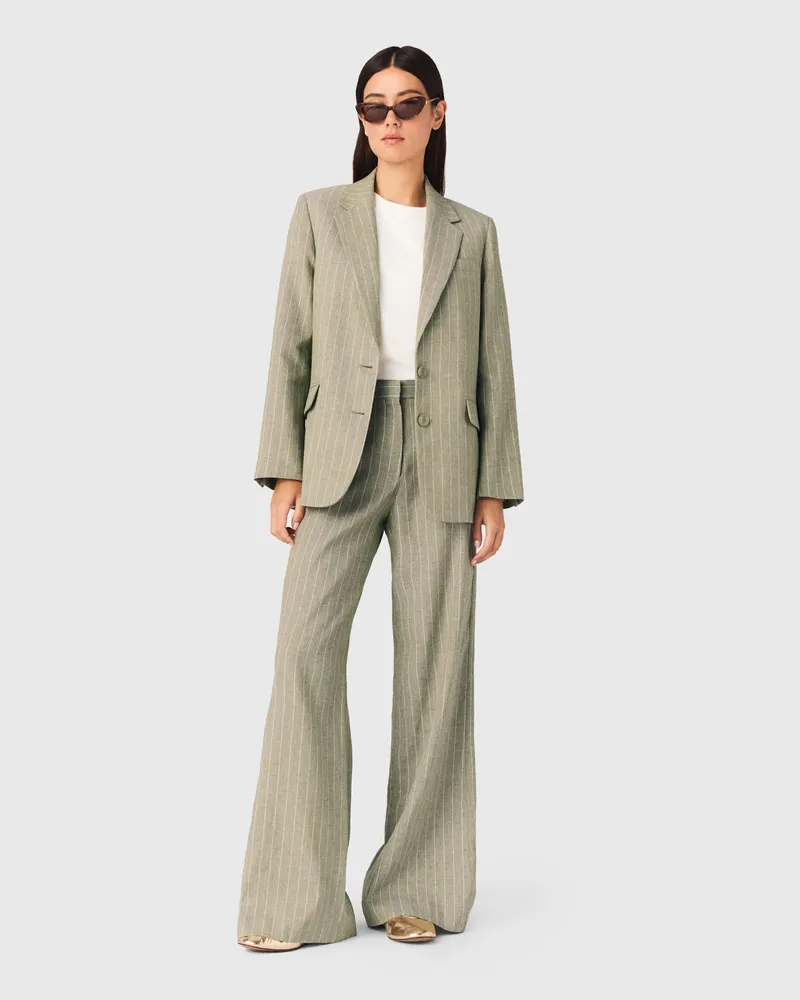 Maje Anzughose Aus Leinenmischung - Khaki Khaki