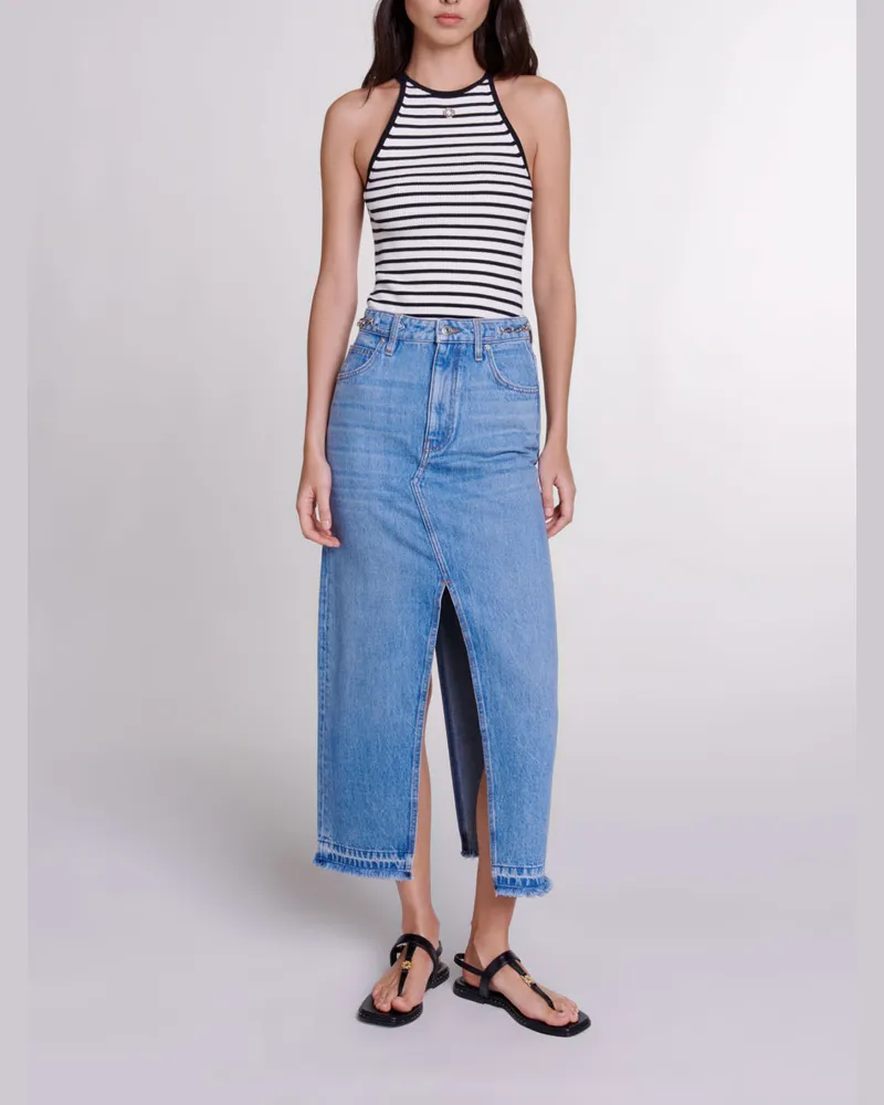 Maje Langer Jeansrock - Blau Blau