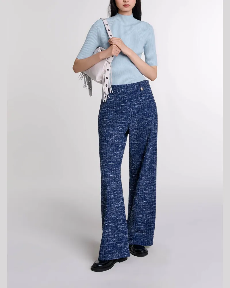 Maje Weite Tweedhose - Blau Blau