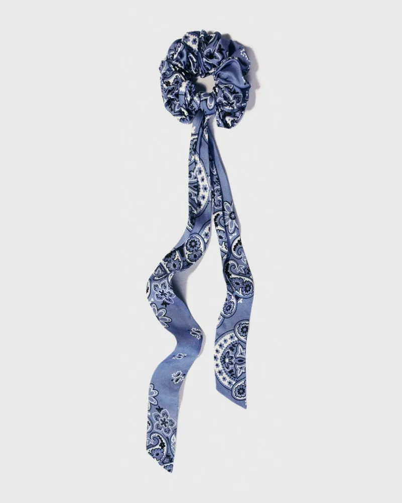 Maje Haargummi Mit Bedrucktem Bandtuch - Bleu Bandana Print Bleu