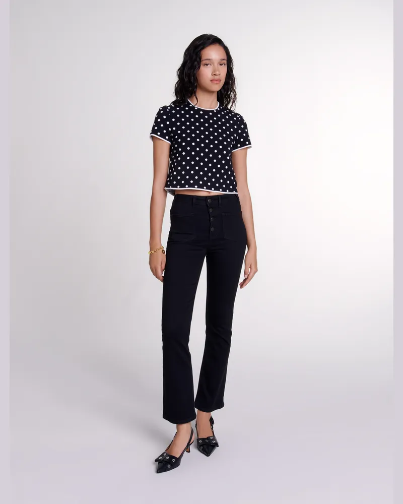 Maje Top Aus Jacquard-strick - Schwarz / Weiß Schwarz