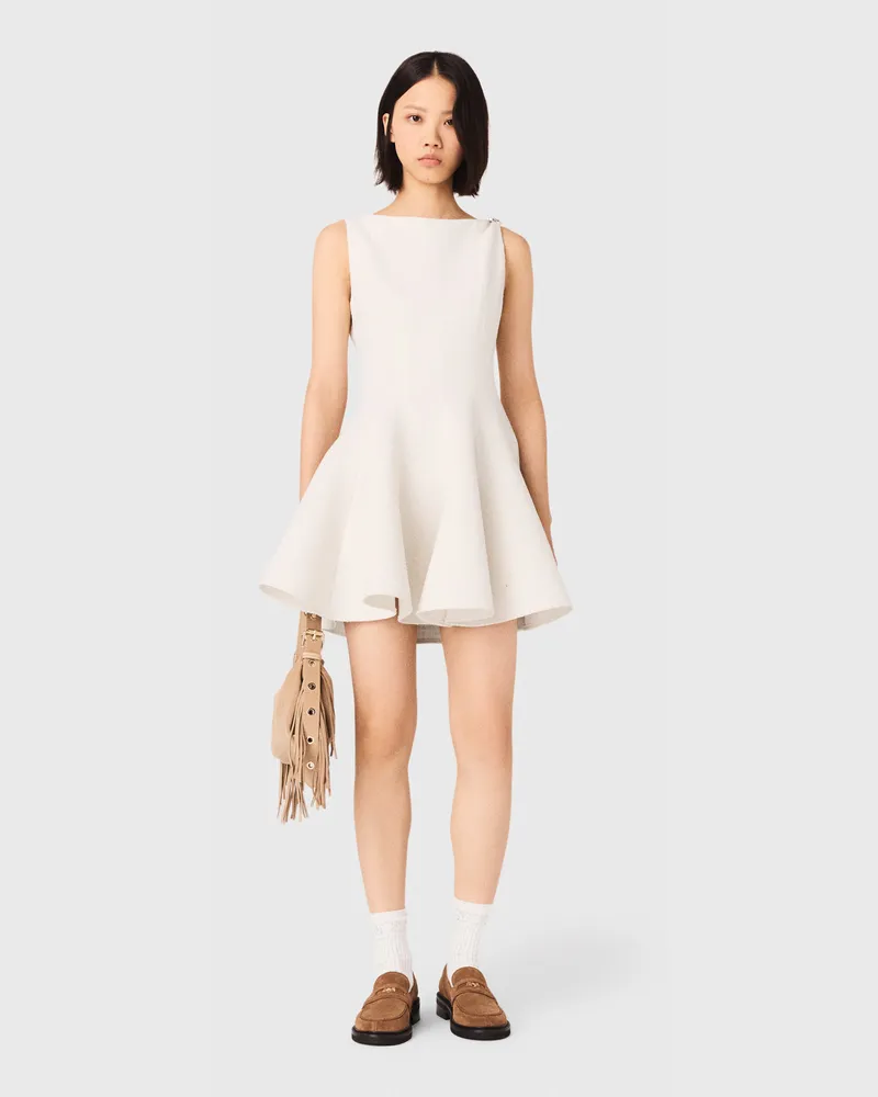Maje Kurzes Ausgestelltes Tweedkleid - Ecru Ecru
