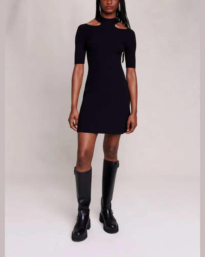 Maje Kurzes Kleid Mit Cutaway - Schwarz Schwarz