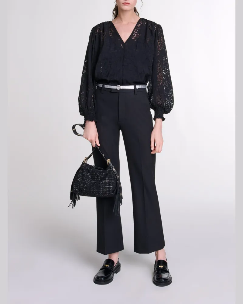 Maje Top Mit Muster - Schwarz Schwarz