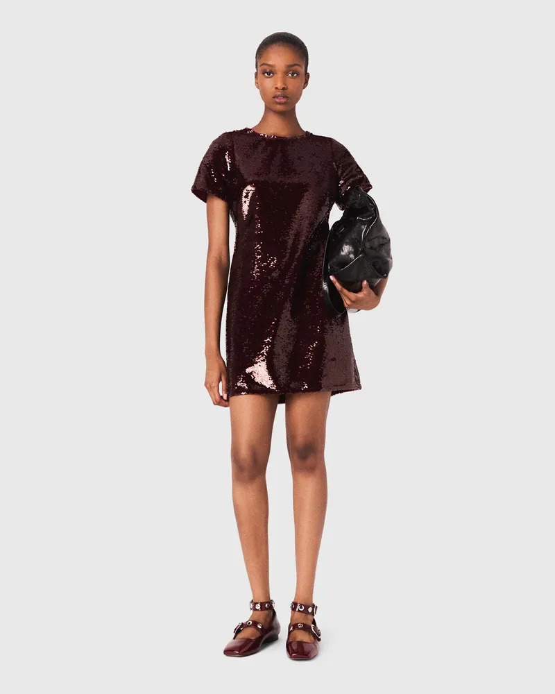 Maje Kurzes Kleid Mit Paillettenstickerei - Rot Bordeaux Bordeaux