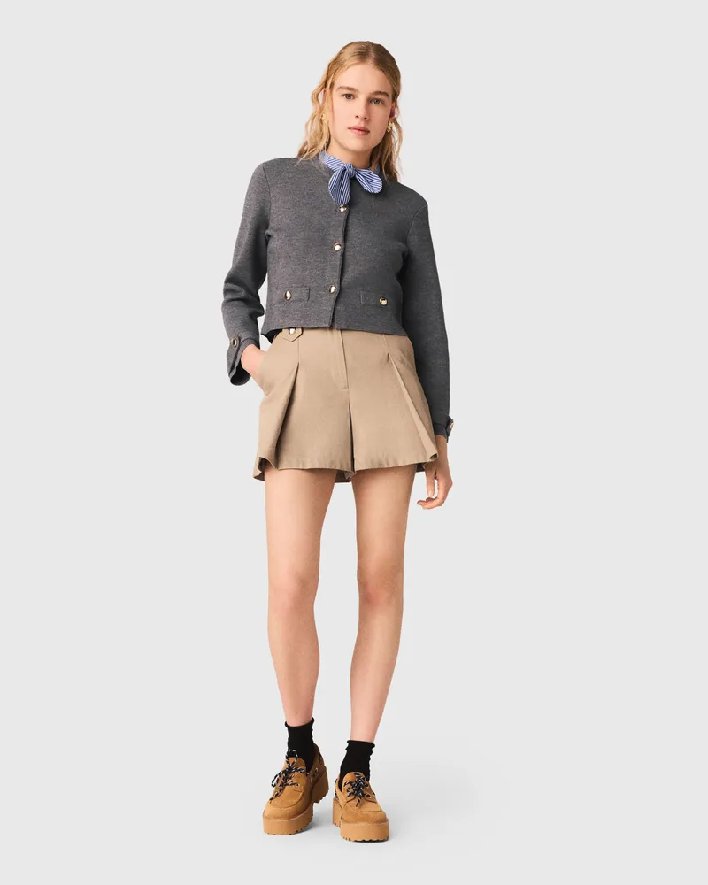 Maje Cardigan Mit Abnehmbarem Kragen - Grau Hellgrau