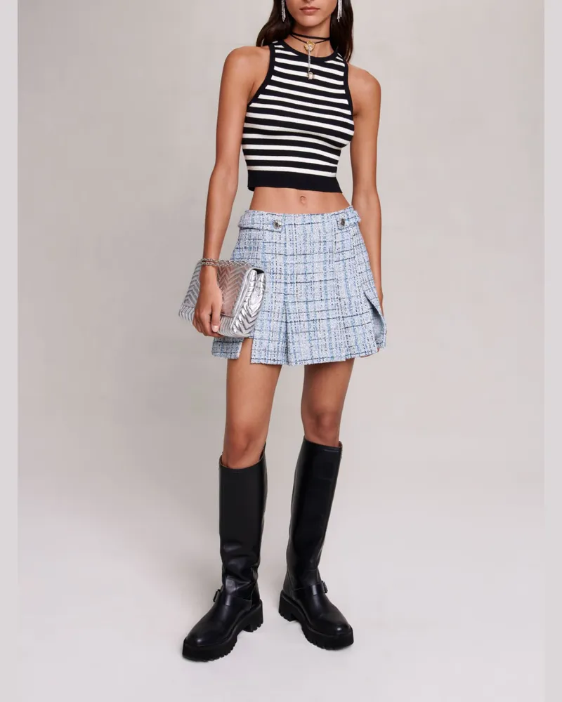 Maje Kurzes Gestreiftes Top - Schwarz / Ecru Schwarz