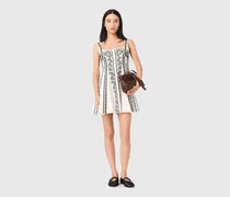 Kurzes Besticktes Trägerkleid - Weiß