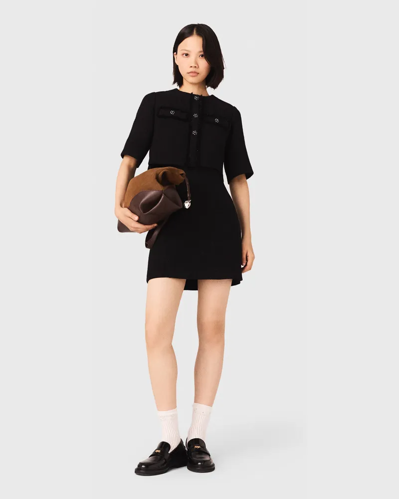 Maje Glänzendes 2-in-1-tweed-kleid - Schwarz Schwarz