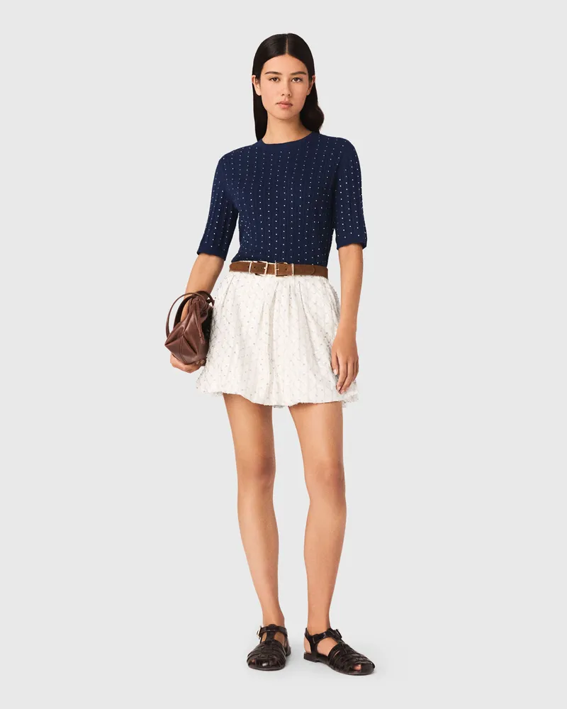 Maje Rundhalspullover Mit Strass - Marineblau Marine