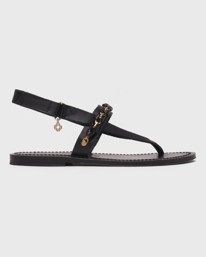 Maje Flache Ledersandalen K. jacques - Schwarz Schwarz