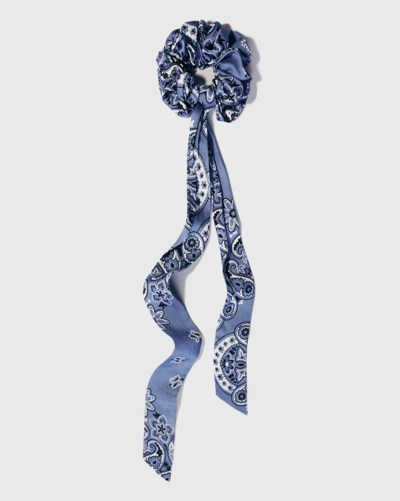 Maje Haargummi Mit Bedrucktem Bandtuch - Bleu Bandana Print Bleu