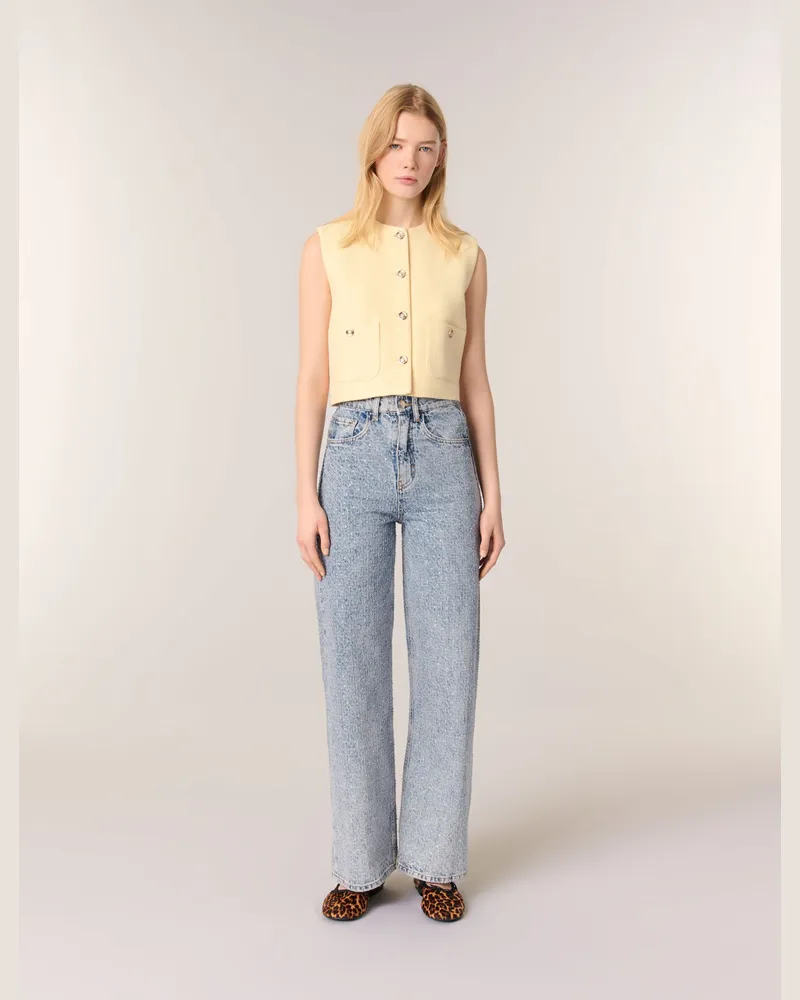 Maje Weite Jeans Mit Strassbesatz - Blau Blau