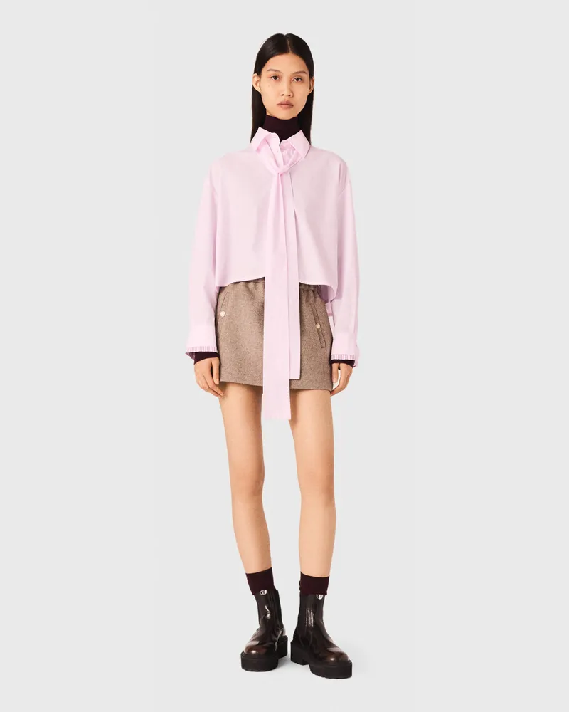 Maje Kurzes Hemd Mit Lavallière - Rosa Rosa