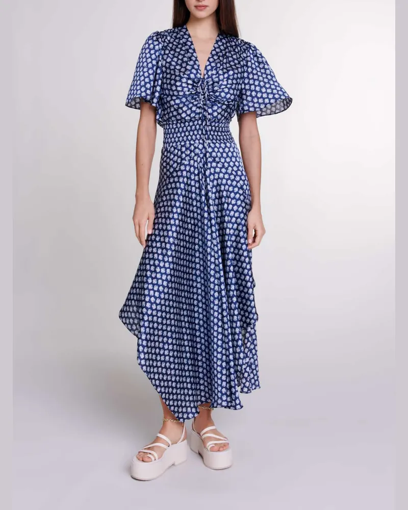 Maje Langes Bedrucktes Kleid - Clover Marine/ecru Clover