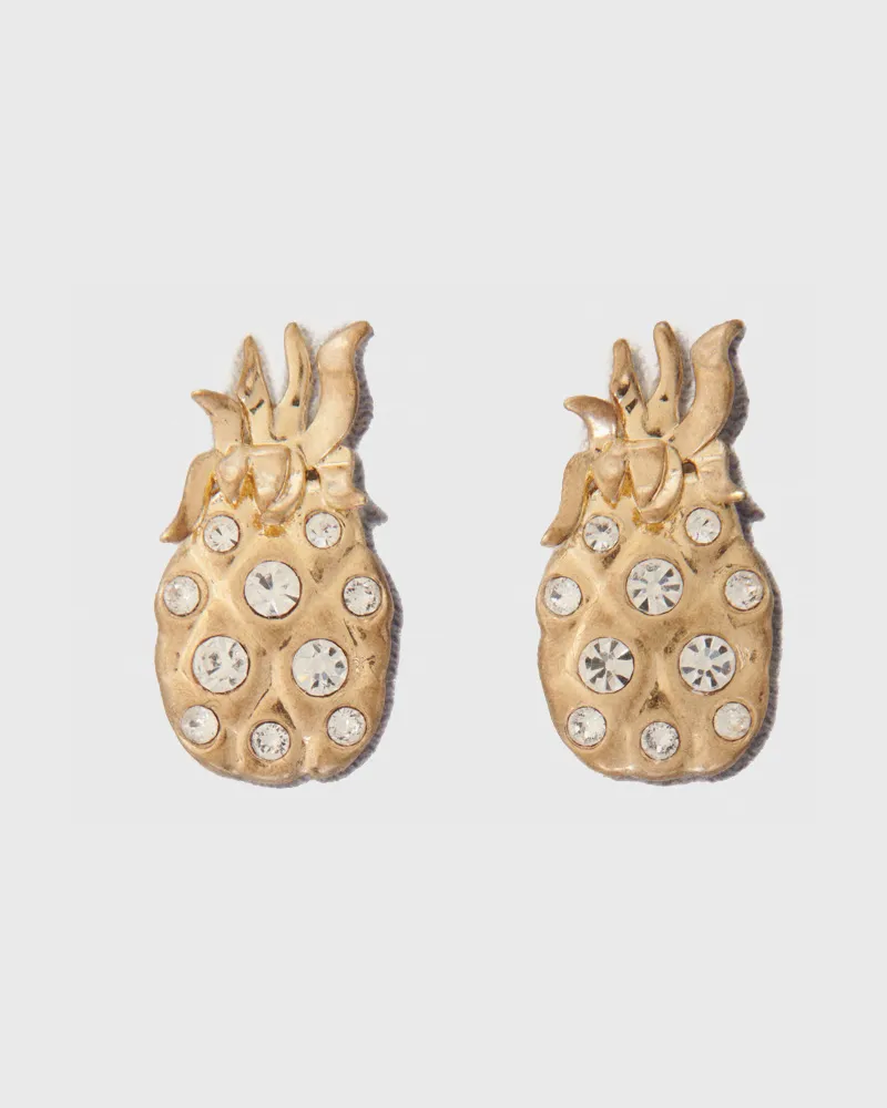Maje Ananas-ohrringe Mit Strass - Gold Gold