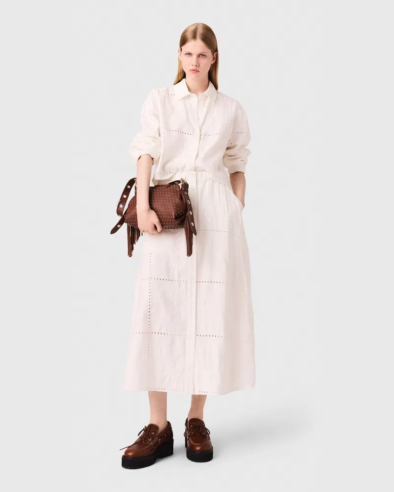 Maje Bestickter Midirock - Weiß Weiß