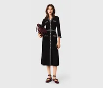Midikleid Aus Strick - Schwarz