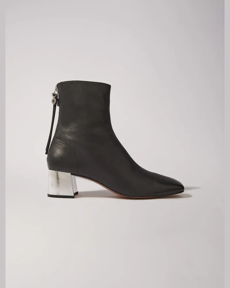 Maje Lederstiefeletten Mit Eckiger Kappe - Festliche Kleidung - Schwarz Schwarz